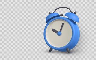 Blue Alarm Clock Icon 3D Realistic Style Perfect for Time, Reminder, or Wake-Up Concepts. Illustration vector