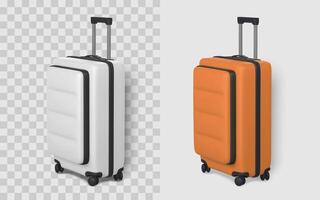 Travel Suitcase with Wheels and Handle in 3D Style Modern Hard Shell Luggage with Smooth Shadows. Illustration vector