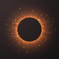 Solar eclipse or planetary collision. Large flash explosion. illustration vector