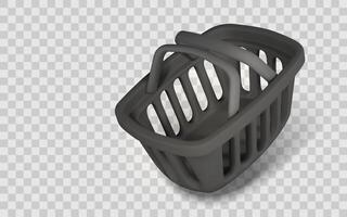 Shopping Basket Icon, Realistic Empty Plastic Market Container With Handles, Isometric View. Illustration vector