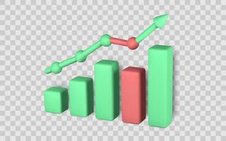 Business Growth Chart with 3D Bar Graph and Arrow Line, Representing Financial Data or Statistics, Trend Analysis, and Market Progress. Illustration vector