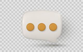 Chat Bubble Icon with Three Dots, Message Symbol for Texting, Communication or Waiting Concept, 3D Render. Illustration vector