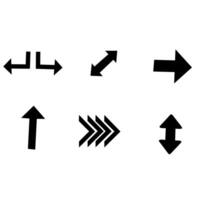 Set of 6 mixed arrow icons with various directions including up, down, diagonal, and bold straight arrows. Useful for UI, infographics, or signage elements vector
