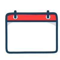 Simple flat calendar icon with red header. Great for apps, planners, scheduling tools, reminders, and time management user interface elements vector