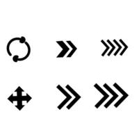 Bold arrow icon set featuring chevrons and circular motion. Great for fast movement, rotation, and interface direction indicators vector