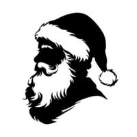 Silhouette portrait Santa Claus with a white hat and beard on white background. vector