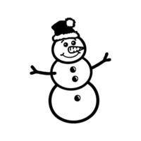 Silhouette Christmas snowman with a hat is smiling on white background. illustration vector