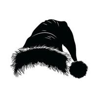 Santa hat with a white trim and pom pom on top. silhouette isolated on white background. vector