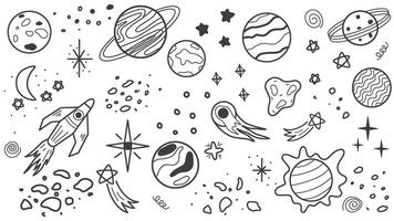 Hand drawn elements of outer space vector