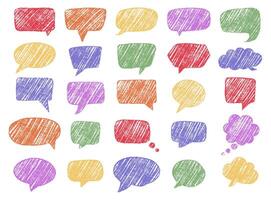Colorful Crayon Speech Bubbles Set with Various Styles and Shapes vector