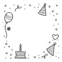 birthday card with balloons, cake and confetti vector