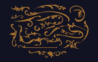 A set of ornate designs on a black background vector