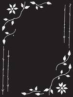 a black and white drawing of a frame with flowers and leaves vector