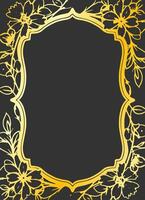 gold floral frame with a white border vector