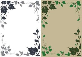 two different floral frames with leaves on them vector