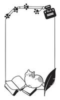a cat is sitting on a book and a typewriter vector