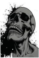 a skull with a black and white background vector