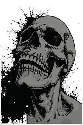 a skull with a black and white background