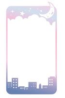 illustration of a frame night sky and building line art, phone frame , social media frame vector