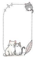 cute cats and leaves frame for your text vector