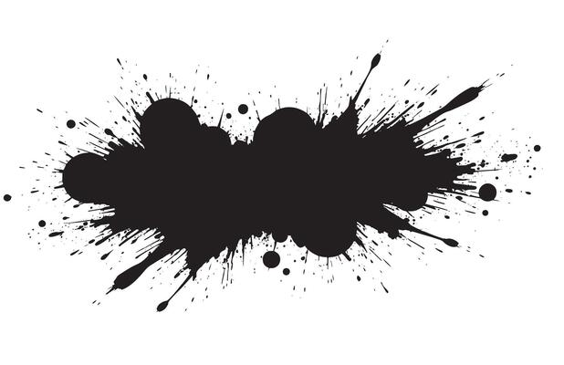 ink splatter black color on white background