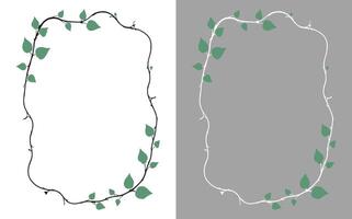 two different frames with green leaves on them vector