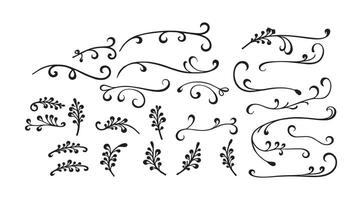Hand drawn dividers. Lines, borders and laurels set vector