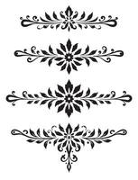 1 Set of black dividers flowers vintage deviders for card ornament etc vector