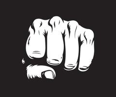 a fist is shown in white on a black background vector