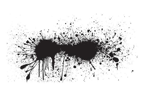 a black and white ink splatter on a white background