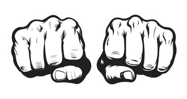 two hands with fingers pointing up on a white background line art vector