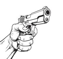 hand holding a gun in a drawing style vector