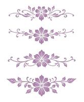 1 Set of dividers purple flowers vintage deviders for card ornament etc vector