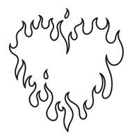 a heart shaped drawing of flames vector