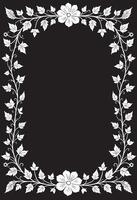 a white floral frame on a black background vector