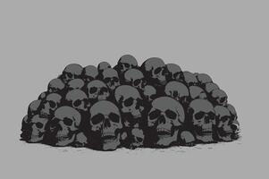 a pile of skulls on a gray background vector