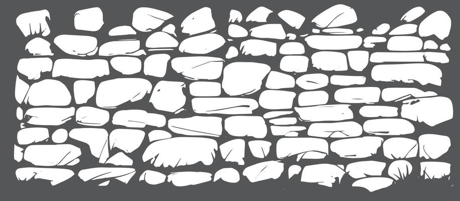 a stone wall with many different shapes