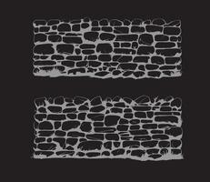 a set of stone walls with grass and stones vector