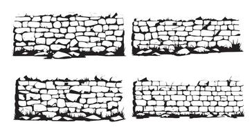 four different stone wall textures vector