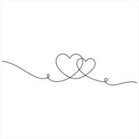Two Intertwined Hearts A Continuous Line Drawing illustration vector