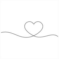 Simple Heart continuous line drawing illustration vector