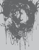a skull with dripping paint on it vector