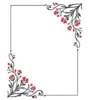 a floral frame with red flowers and leaves vector