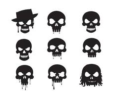 a set of skulls with different facial expressions vector