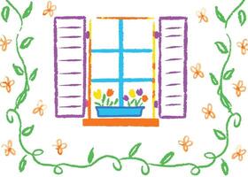 a spring flower frame with butterflies and birds, perfect for a card design vector