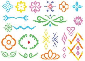 A vibrant set of colorful flora icons, symbols, and elements for web and nature-inspired designs vector
