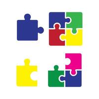 Color Puzzles grid icon set vector