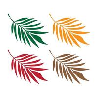 set of multi-colored palm leaves vector
