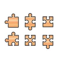puzzle chips icons with wooden structure vector