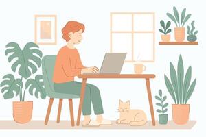 Cozy home office setup productivity tips for digital nomads embracing remote work vector